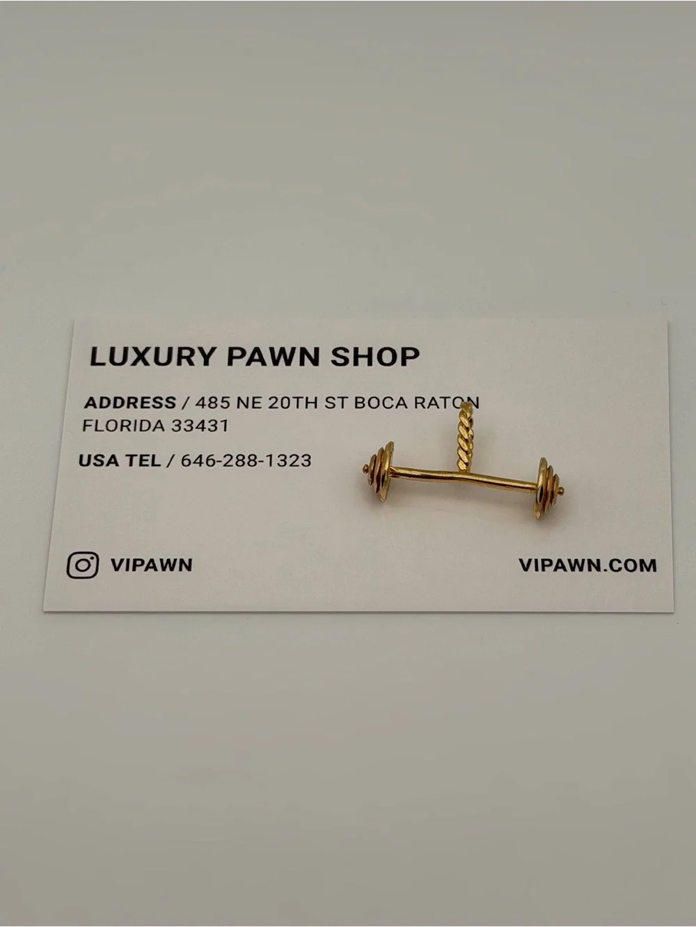 14k Solid Yellow Gold Diamond Cut 3D Barbell Weight Lifting Dumbbell Charm Penda